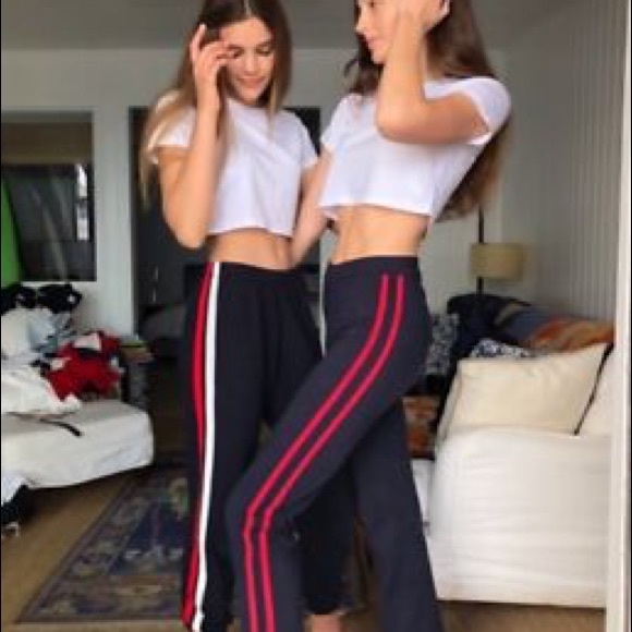 Brandy Melville Pants - Brandy Melville navy red Charlie yoga sweatpants